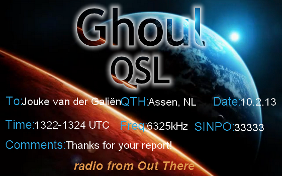 Ghoul QSL for Jouke van der Galiën