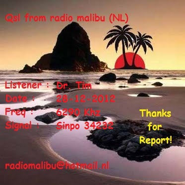 Radio Malibu Qsl for Dr. Tim