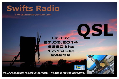 QSL Swifts Radio
