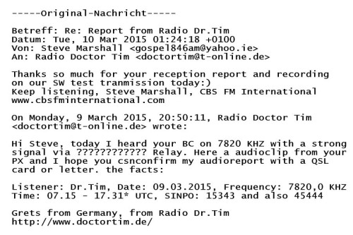 QSL Hobart Radio Int.