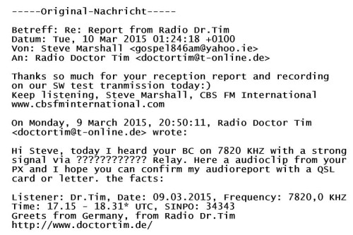 QSL Hobart Radio Int.