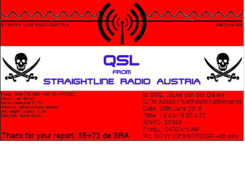 Straightline Radio Austria QSL - Jouke van der Galien2