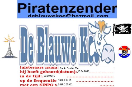 QSL De Blauwe Koe dokter tim